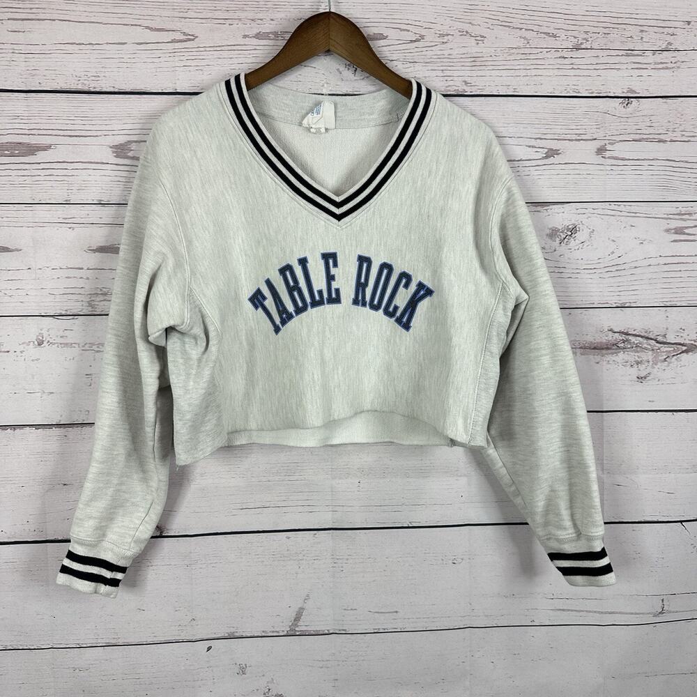 Champion Sweatshirt Womens Medium Gray Cropped Reverse Weave‎ Boxy Oversized